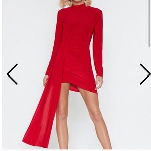 Nastygal ruched red mini dress